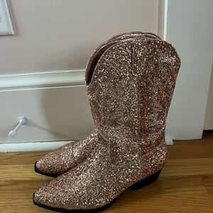 Glittery Heeled Boots for Women Sparkly rose gold
